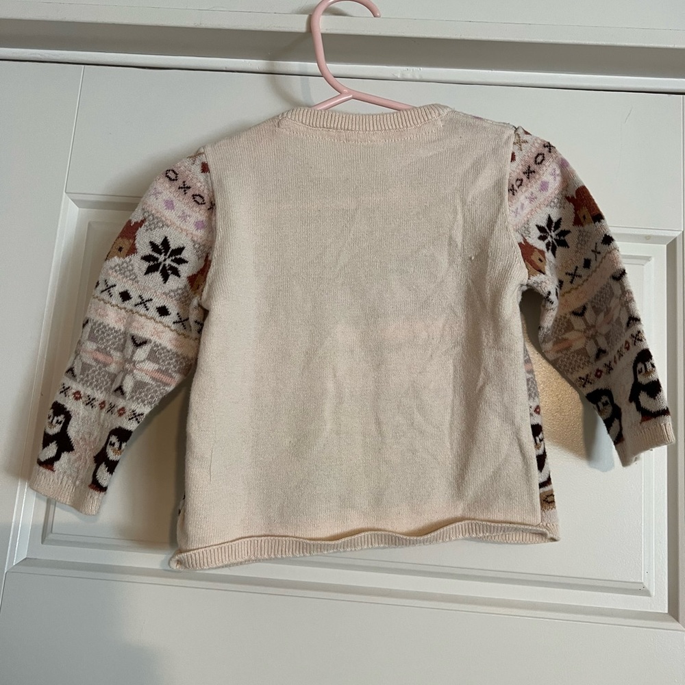 $8 ADD ON H&M sweater Toddler Girl Pink‎ and Gray Fox and Penguin 9M Fair Isle - Picture 5 of 5